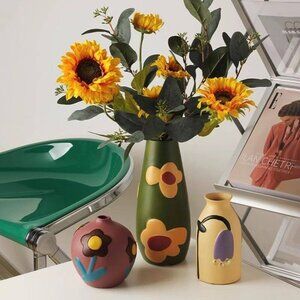 Hand-Painted Look Flower Vase – Bright Statement Piece
